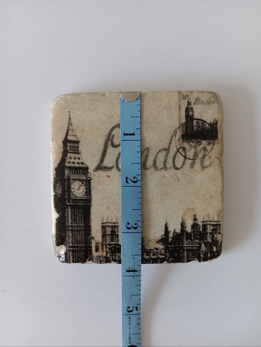 London England Marble Coaster Cork Back 3.5